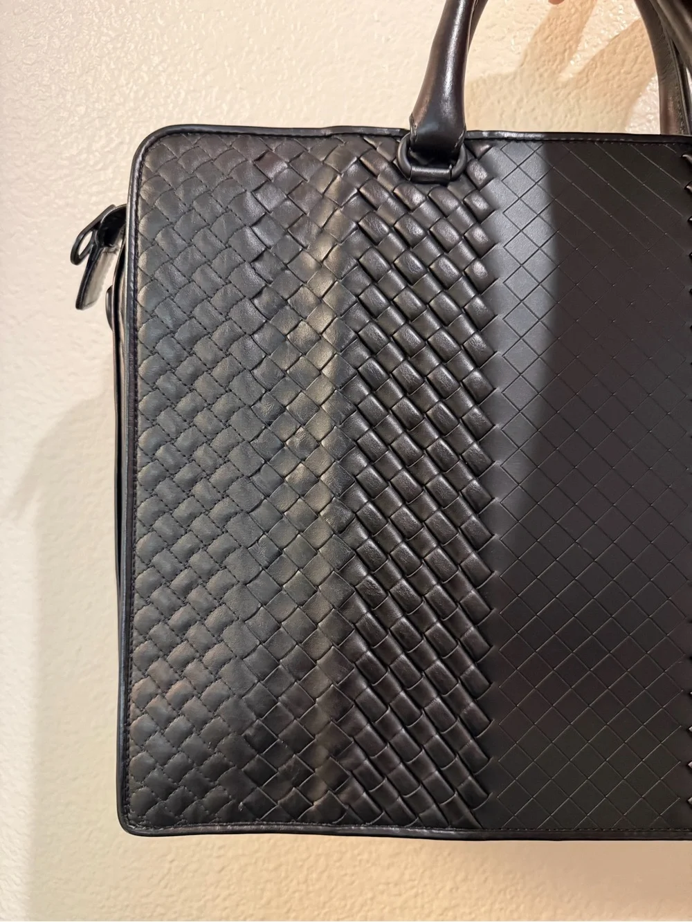 Bottega Veneta Black Intrecciato Leather Briefcase